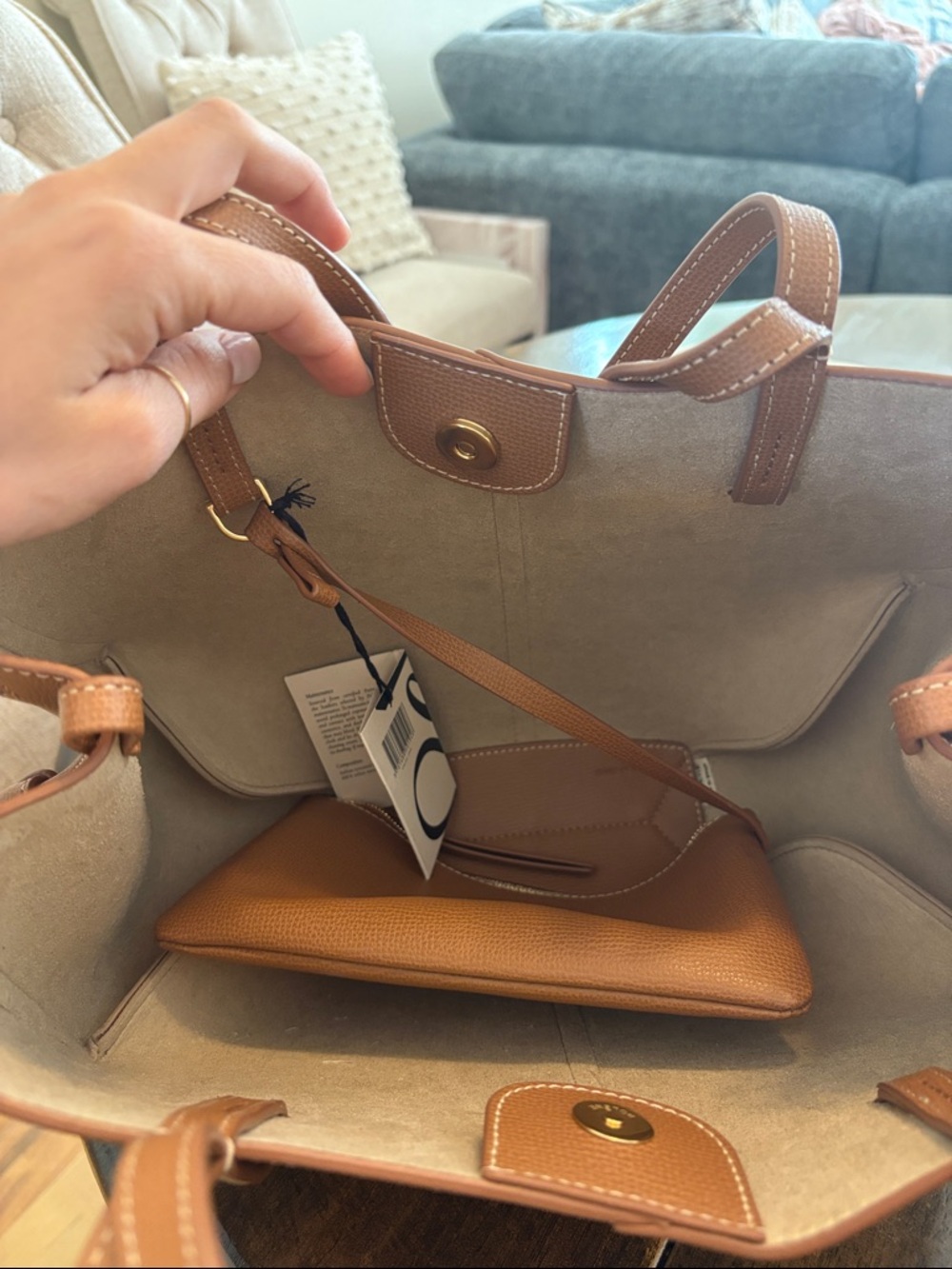 Polène Mini Cyme bag in camel - Picture 8 of 9